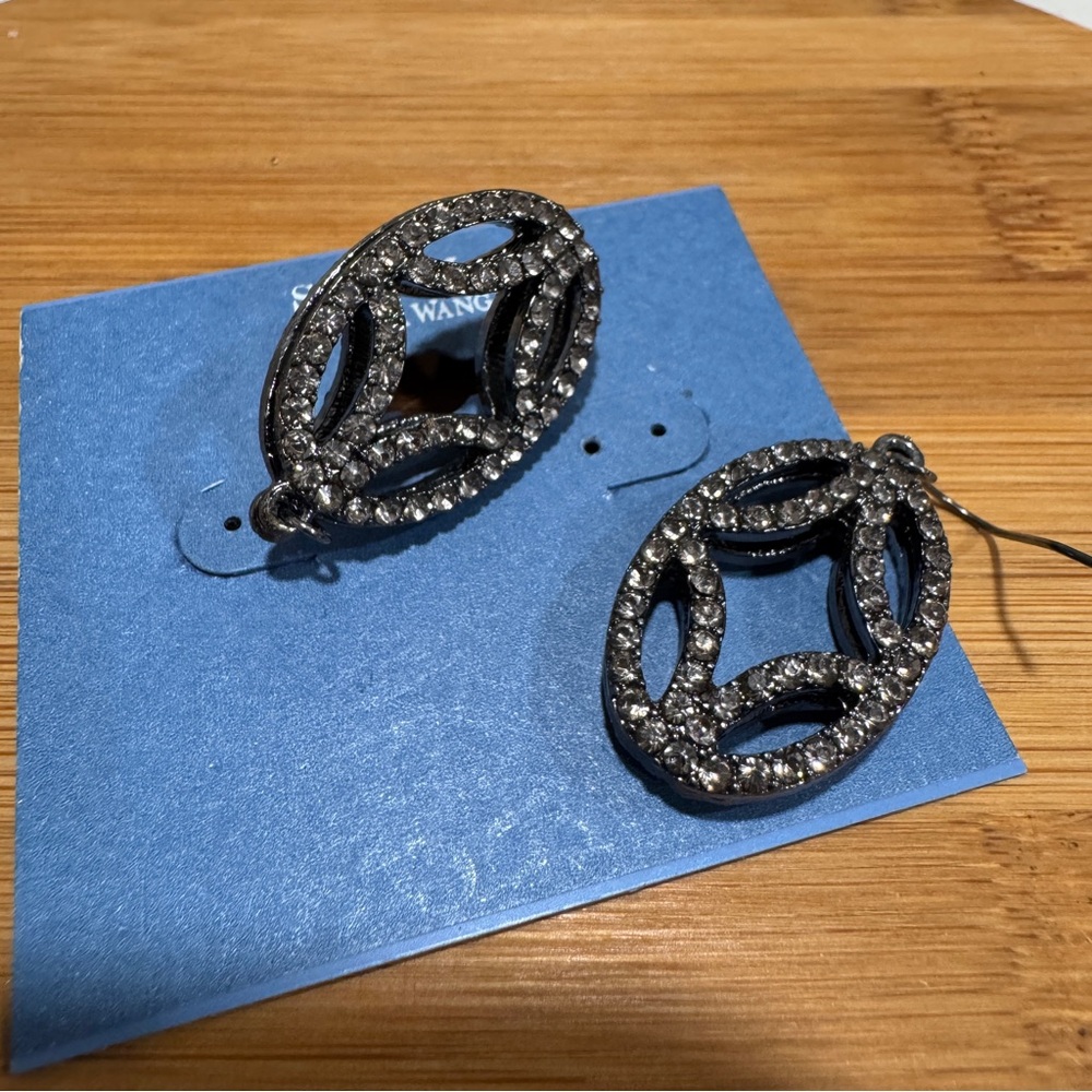 Simply Vera Vera Wang Black Dangle Earrings with Lacy Design - Picture 2 of 3